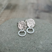 Load image into Gallery viewer, Sterling Silver Hammered Disc Stud with Hoops