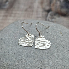 Load image into Gallery viewer, Sterling Silver Hammered Heart Earrings