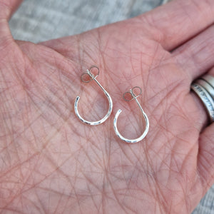 Sterling Silver Small Hammered Hoop Studs