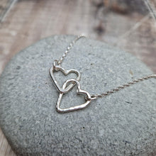 Load image into Gallery viewer, Sterling Silver Linked Two Heart Necklace