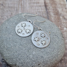 Load image into Gallery viewer, Sterling Silver Large Star Disc Earrings