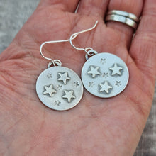 Load image into Gallery viewer, Sterling Silver Large Star Disc Earrings