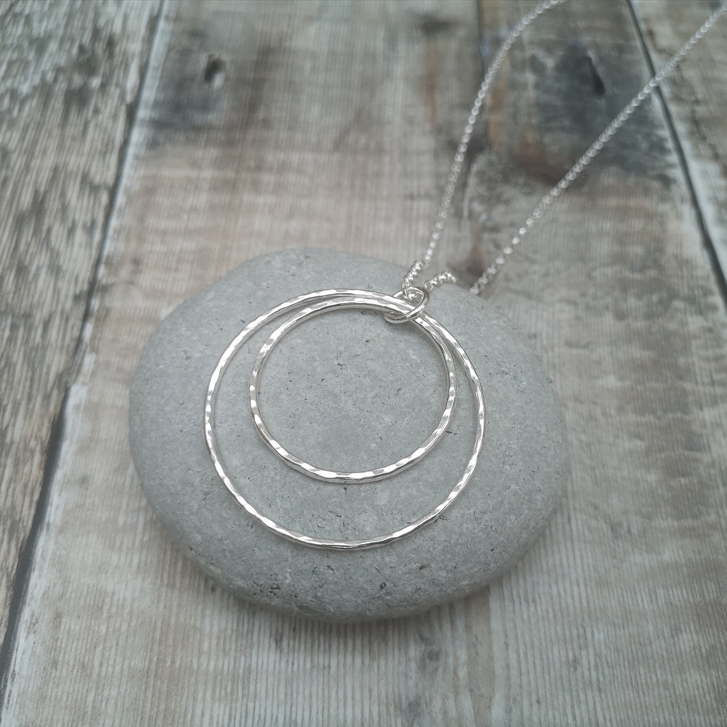 Sterling Silver Two Circle Long Necklace
