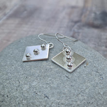 Load image into Gallery viewer, Sterling Silver Square Earrings with Pebbles