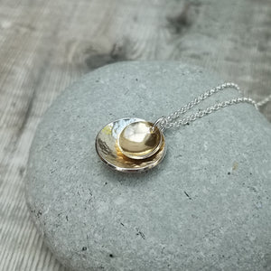 Sterling Silver and Gold Two Disc Necklace