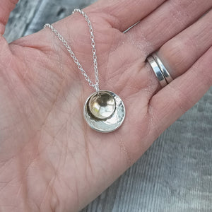Sterling Silver and Gold Two Disc Necklace