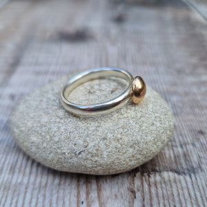 Sterling Silver and Gold Pebble Ring