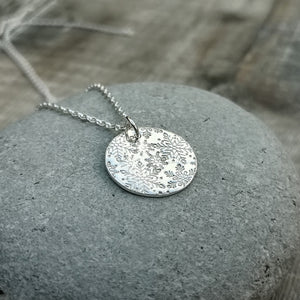 Sterling Silver Snowflake Disc Necklace