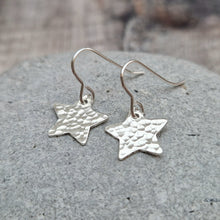 Load image into Gallery viewer, Sterling Silver Hammered Star Earrings