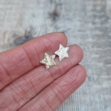 Load image into Gallery viewer, Sterling Silver Hammered Star Stud Earrings