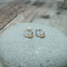 Load image into Gallery viewer, Sterling Silver Circle Studs with Four Gold Loops