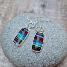 Load image into Gallery viewer, Sterling Silver Colourful Rectangle Surfite Earrings