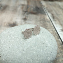 Load image into Gallery viewer, Sterling Silver Textured Disc Stud Earrings