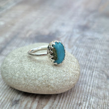 Load image into Gallery viewer, Sterling Silver Turquoise Gemstone Ring - UK Size N